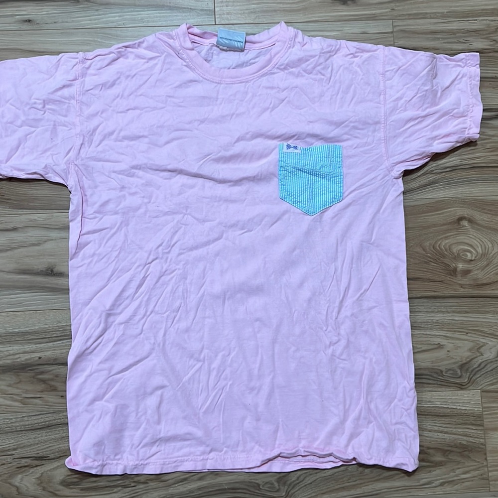 Pink Fraternity Collection T shirt Seersucker pocket